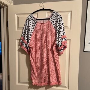 Pink and White Patterned Women's Tunic